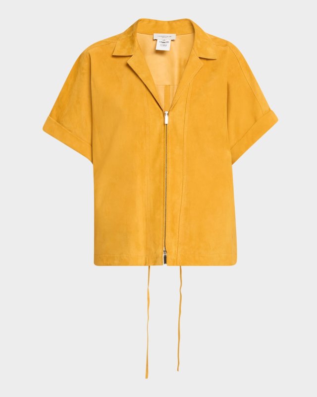 Zip-Front Suede Blous